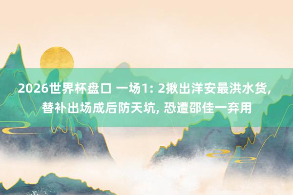 2026世界杯盘口 一场1: 2揪出洋安最洪水货， 替补出场成后防天坑， 恐遭邵佳一弃用
