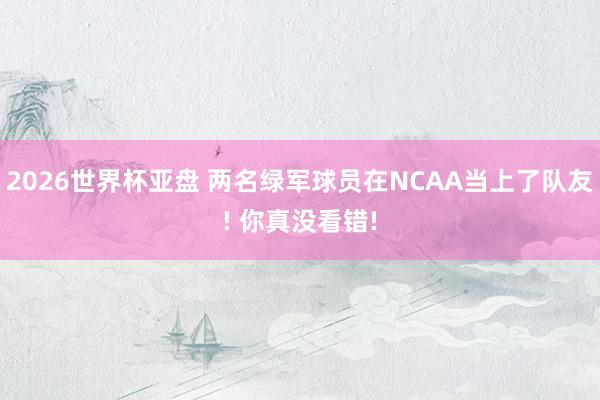 2026世界杯亚盘 两名绿军球员在NCAA当上了队友! 你真没看错!