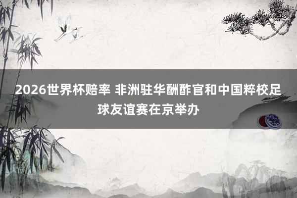 2026世界杯赔率 非洲驻华酬酢官和中国粹校足球友谊赛在京举办