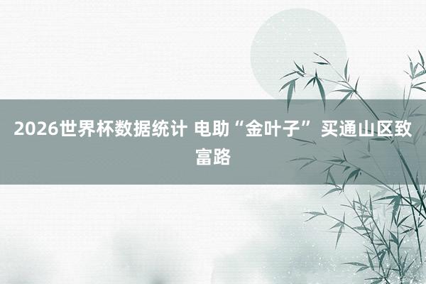 2026世界杯数据统计 电助“金叶子” 买通山区致富路