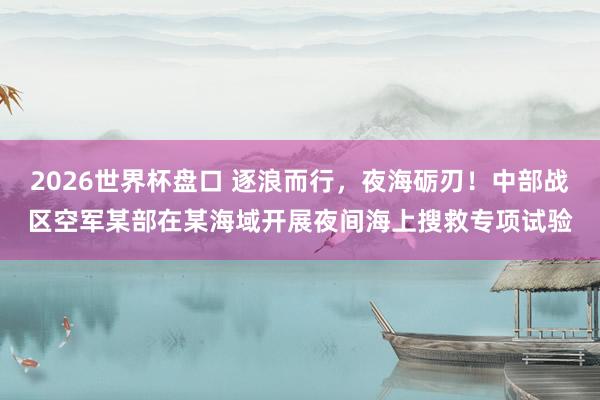 2026世界杯盘口 逐浪而行，夜海砺刃！中部战区空军某部在某海域开展夜间海上搜救专项试验