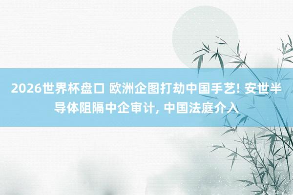2026世界杯盘口 欧洲企图打劫中国手艺! 安世半导体阻隔中企审计， 中国法庭介入