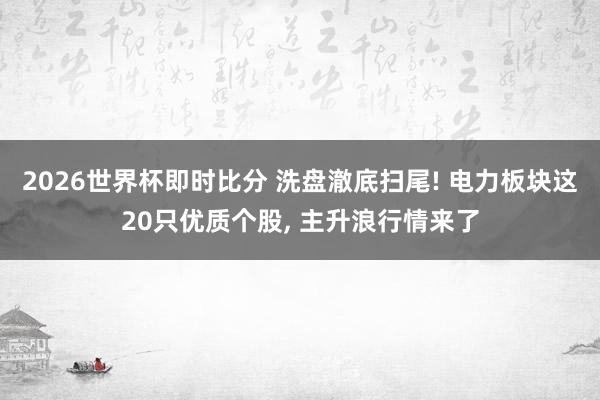 2026世界杯即时比分 洗盘澈底扫尾! 电力板块这20只优质个股， 主升浪行情来了