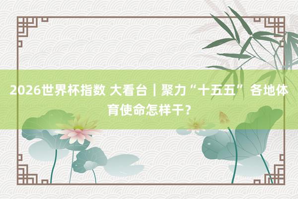 2026世界杯指数 大看台｜聚力“十五五” 各地体育使命怎样干？
