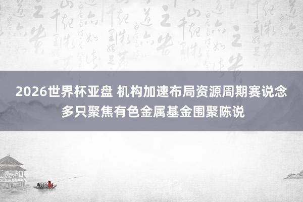 2026世界杯亚盘 机构加速布局资源周期赛说念 多只聚焦有色金属基金围聚陈说