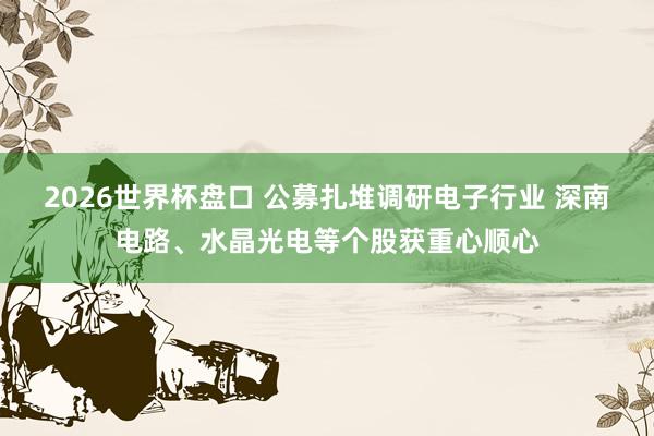 2026世界杯盘口 公募扎堆调研电子行业 深南电路、水晶光电等个股获重心顺心