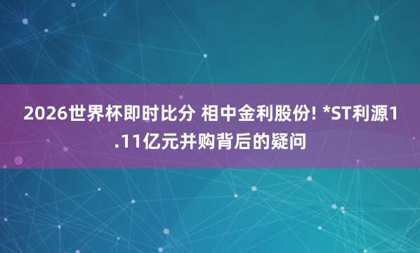 2026世界杯即时比分 相中金利股份! *ST利源1.11亿元并购背后的疑问