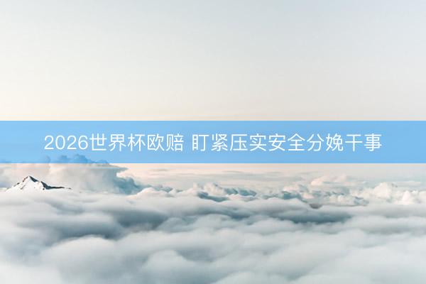 2026世界杯欧赔 盯紧压实安全分娩干事