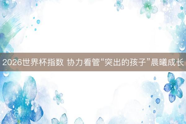 2026世界杯指数 协力看管“突出的孩子”晨曦成长