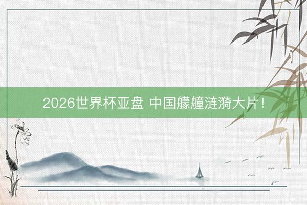 2026世界杯亚盘 中国艨艟涟漪大片！