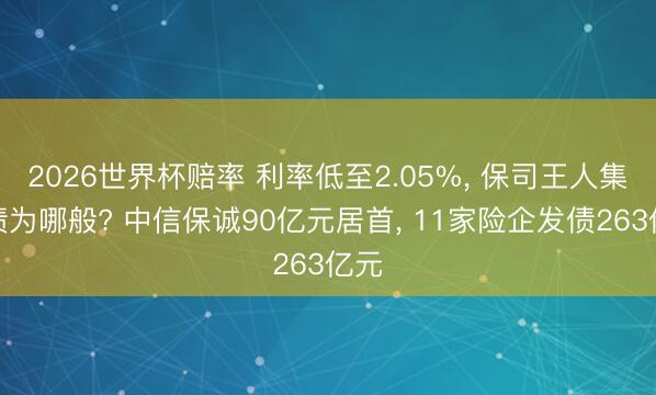 2026世界杯赔率 利率低至2.05%, 保司王人集发债为哪般? 中信保诚90亿元居首, 11家险企发债263亿元