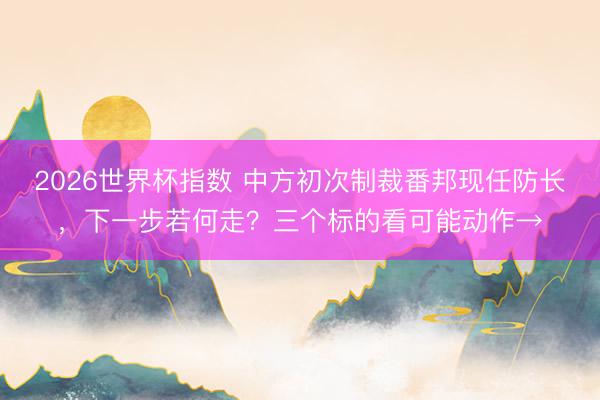 2026世界杯指数 中方初次制裁番邦现任防长，下一步若何走？三个标的看可能动作→