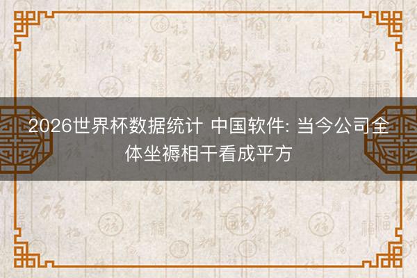 2026世界杯数据统计 中国软件: 当今公司全体坐褥相干看成平方