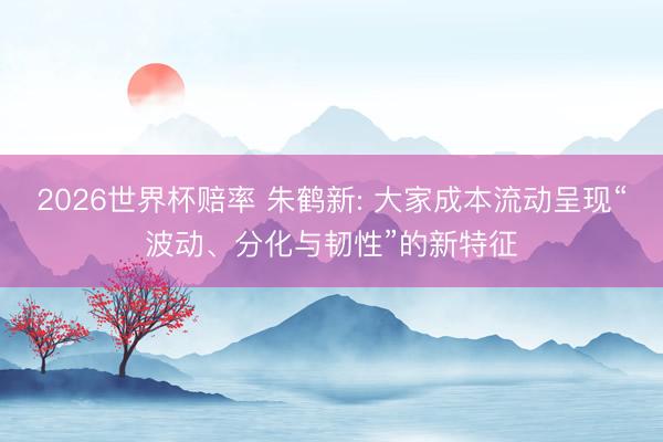 2026世界杯赔率 朱鹤新: 大家成本流动呈现“波动、分化与韧性”的新特征